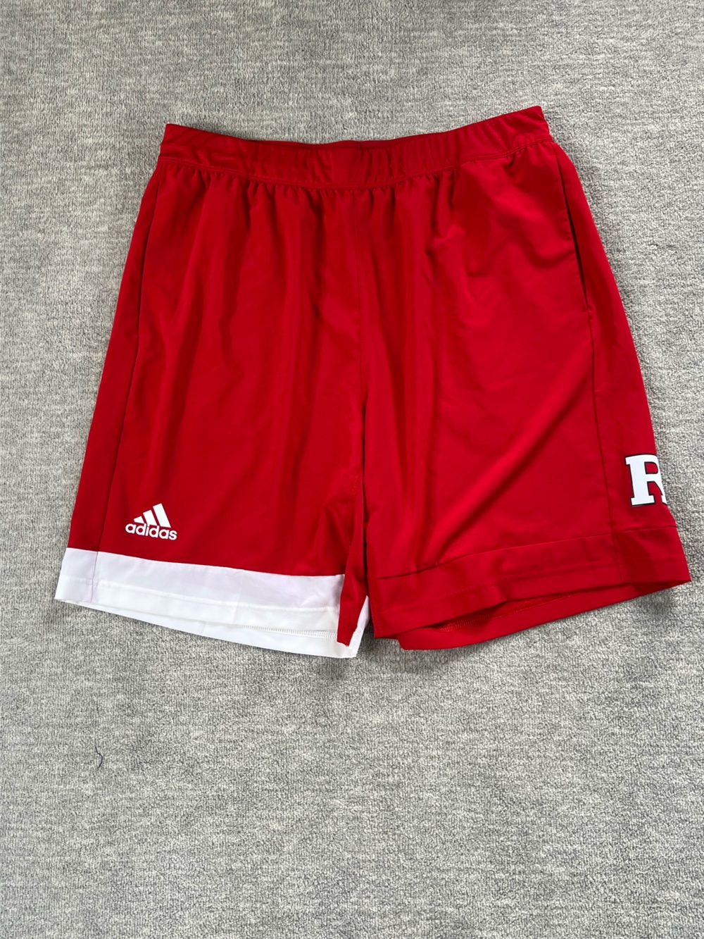 adidas Rutgers Red Athletic Shorts with White Hem Sz. XL